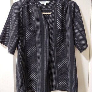 Cleo short sleeve lightweight black and white top